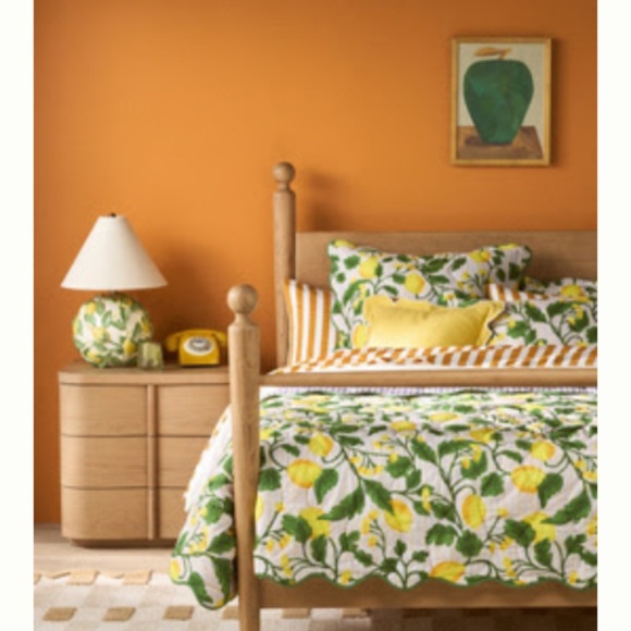 Anthropologie ILUKA COTTON PRINTED FLORAL QUILT Style No. 4540H738AA Lemons Twin - Picture 1 of 7
